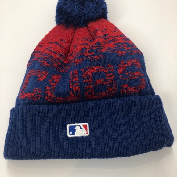 Cubs Knit Hat Pom Fleece Lined National League - Picture 4 of 6